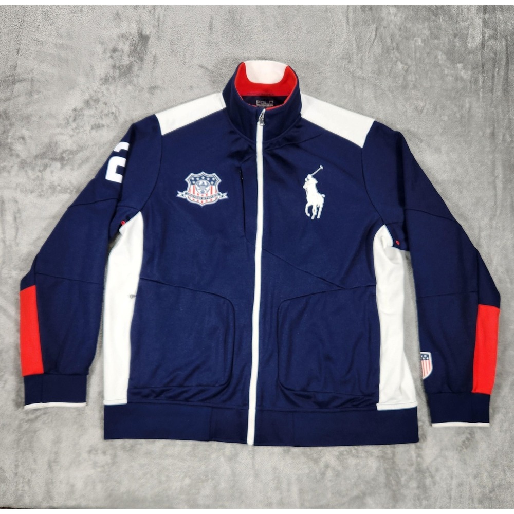 Polo Sport Ralph Lauren Jacket Mens 2XL Blue‎ Full Zip Track USA Soccer Big Pony